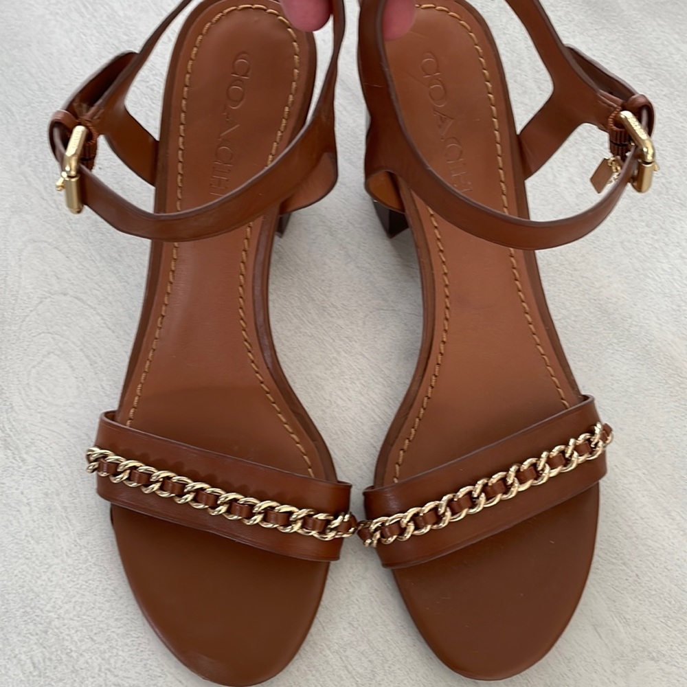 Coach mid heel chain sandal